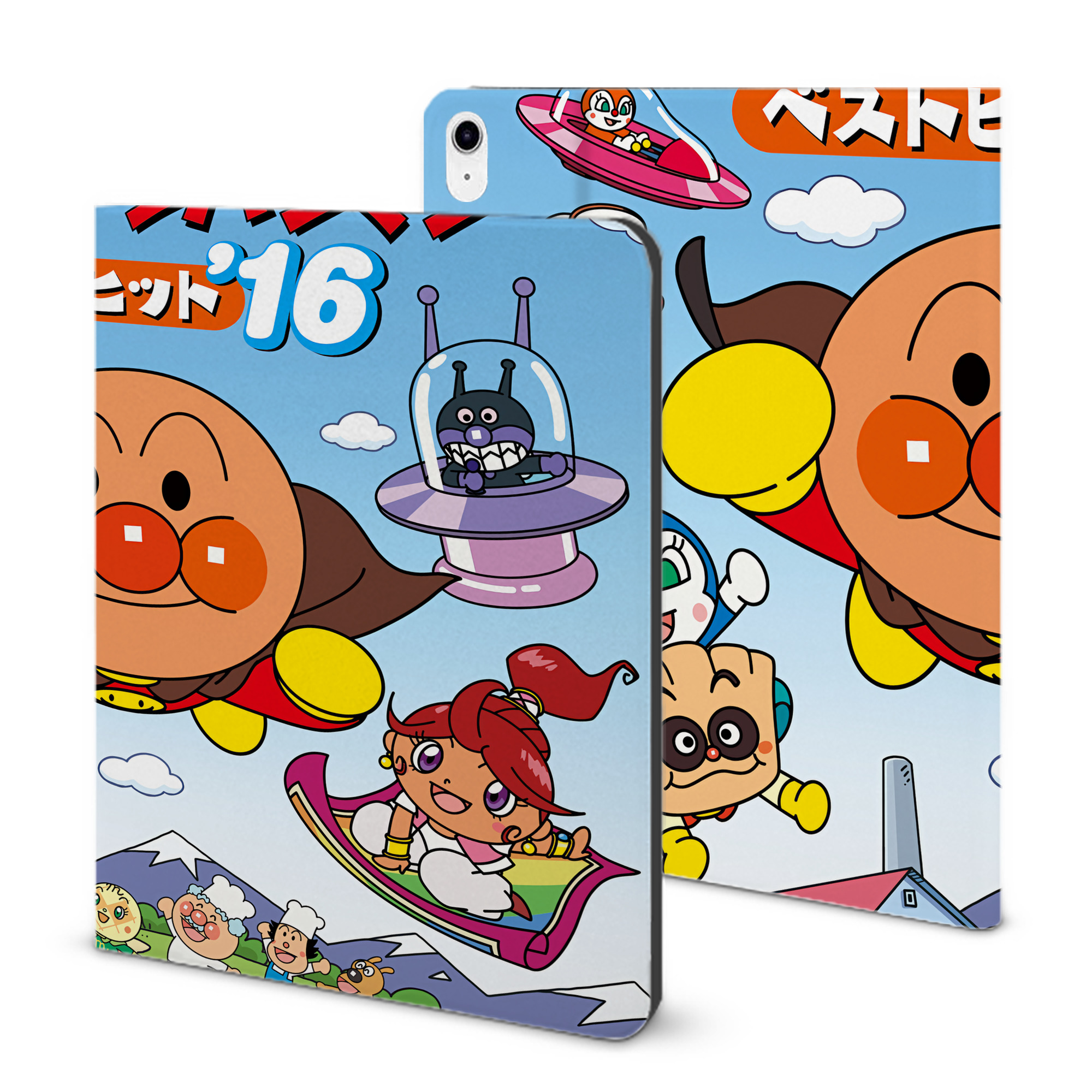 （画像用） アンパンマン Anpanman IPad ケース ブック型 PUレザー TPU 耐衝撃 軽量 薄型 ペン収納なし 全面保護 IPad 各モデル対応